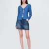 Cardigan in misto lino con nodo sul davanti