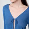 Cardigan in misto lino con nodo sul davanti