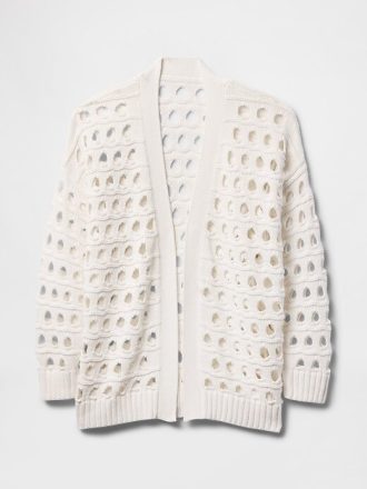 Cardigan oversize in traforato 100% cotone