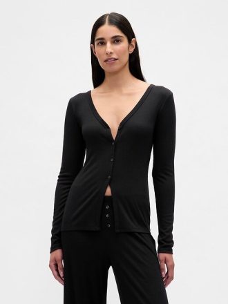 Cardigan pigiama a costine mini