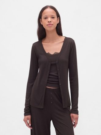 Cardigan pigiama a costine mini