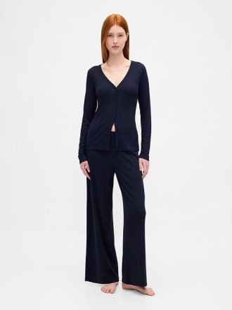 Cardigan pigiama a costine mini