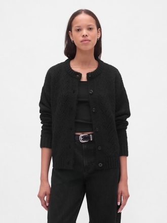 Cardigan traforato peloso