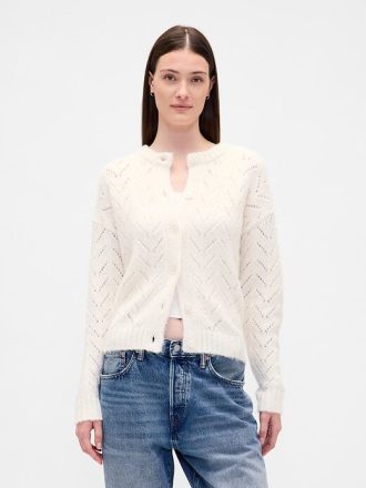 Cardigan traforato peloso