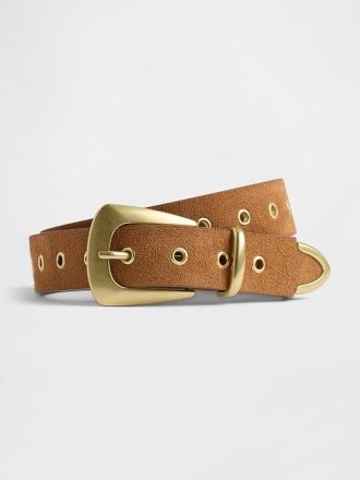 Cintura con occhielli in pelle scamosciata