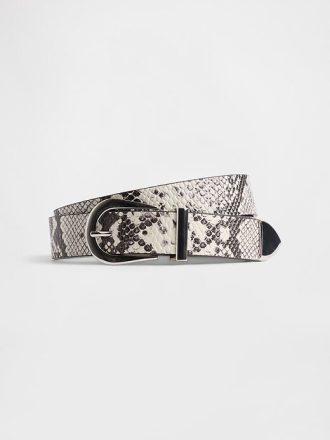 Cintura in pelle con stampa serpente