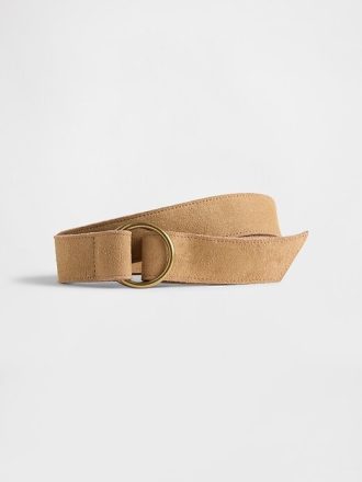 Cintura in pelle scamosciata con anello a O