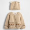 Completo cardigan con orsetto foderato in sherpa per neonati