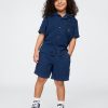 Completo in denim stropicciato per neonati e bambini piccoli