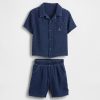 Completo in denim stropicciato per neonati e bambini piccoli