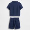 Completo in denim stropicciato per neonati e bambini piccoli