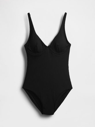 Costume da bagno intero a balconcino con coste