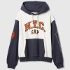 Felpa con cappuccio color block con logo NYC