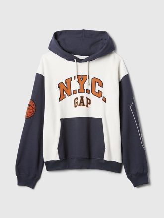 Felpa con cappuccio color block con logo NYC