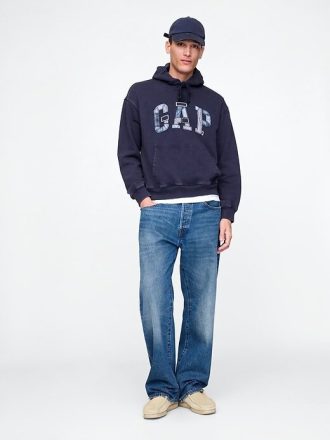 Felpa con cappuccio con logo patchwork