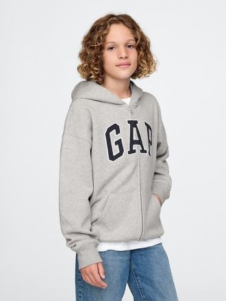 Felpa con cappuccio e zip con logo morbido vintage per bambini