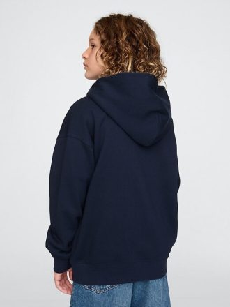 Felpa con cappuccio e zip con logo morbido vintage per bambini