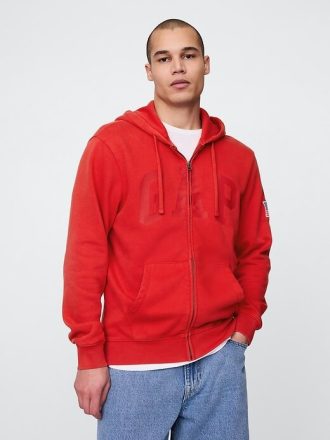 Felpa con cappuccio e zip con logo VintageSoft Gap