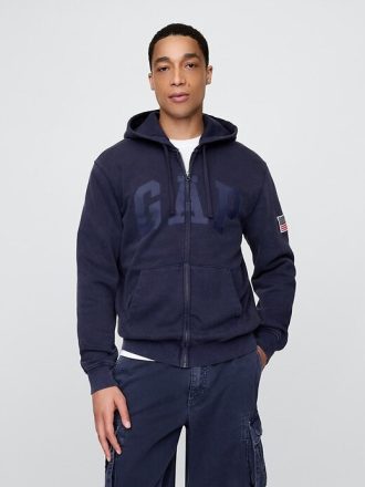 Felpa con cappuccio e zip con logo VintageSoft Gap