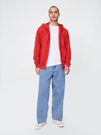 Felpa con cappuccio e zip con logo VintageSoft Gap