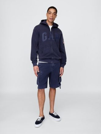 Felpa con cappuccio e zip con logo VintageSoft Gap