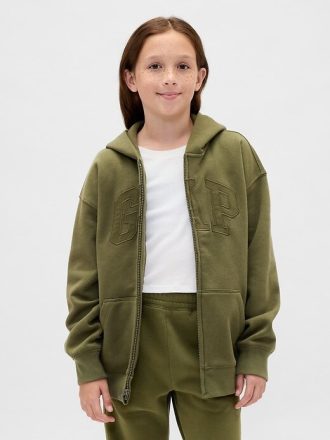 Felpa con cappuccio e zip con logo VintageSoft per bambini