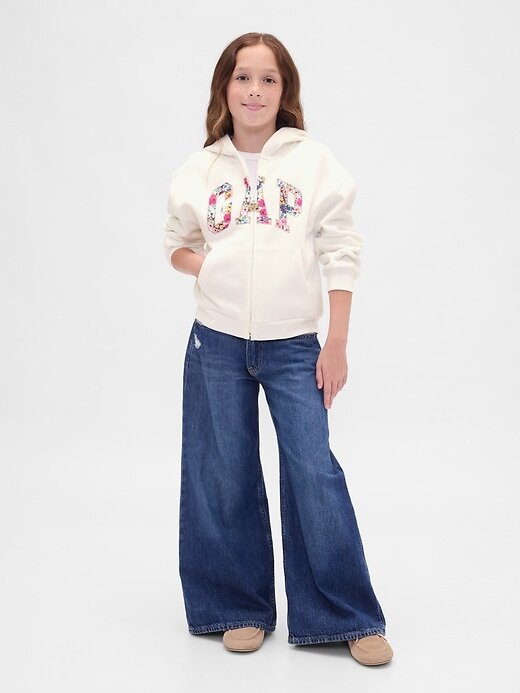 Felpa con cappuccio e zip con logo VintageSoft per bambini Felpa con cappuccio e zip con logo VintageSoft per bambini