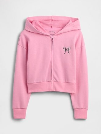 Felpa con cappuccio e zip corta in spugna francese per bambini Lilo & Stitch