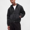 Felpa con cappuccio e zip foderata in sherpa in denim ultra morbido