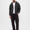 Felpa con cappuccio e zip foderata in sherpa in denim ultra morbido