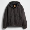 Felpa con cappuccio e zip foderata in sherpa in denim ultra morbido