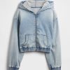 Felpa con cappuccio e zip in denim lavorato a maglia per bambini Felpa con cappuccio e zip in denim lavorato a maglia per bambini