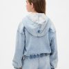 Felpa con cappuccio e zip in denim lavorato a maglia per bambini Felpa con cappuccio e zip in denim lavorato a maglia per bambini