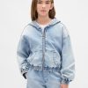Felpa con cappuccio e zip in denim lavorato a maglia per bambini Felpa con cappuccio e zip in denim lavorato a maglia per bambini