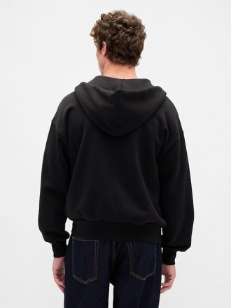 Felpa con cappuccio e zip in French Terry extra pesante