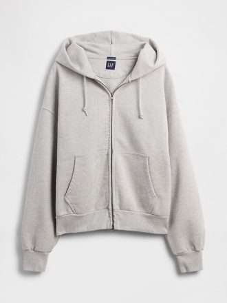 Felpa con cappuccio e zip in French Terry extra pesante