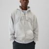 Felpa con cappuccio e zip intera con logo atletico pesante