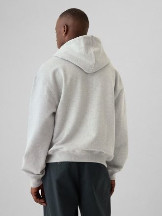 Felpa con cappuccio e zip intera con logo atletico pesante