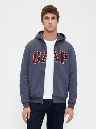 Felpa con cappuccio e zip intera con logo VintageSoft Arch per adulti