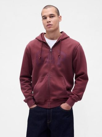 Felpa con cappuccio e zip intera con logo VintageSoft Arch per adulti