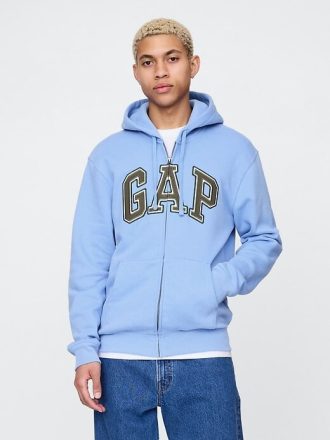 Felpa con cappuccio e zip intera con logo VintageSoft Arch per adulti