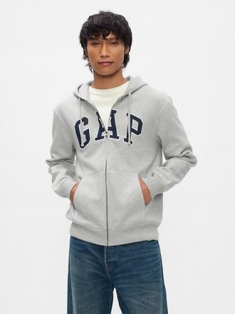 Felpa con cappuccio e zip intera con logo VintageSoft Arch per adulti