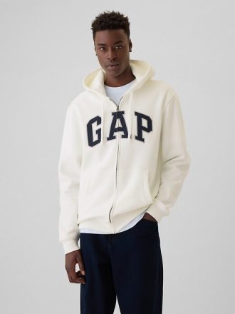 Felpa con cappuccio e zip intera con logo VintageSoft Arch per adulti