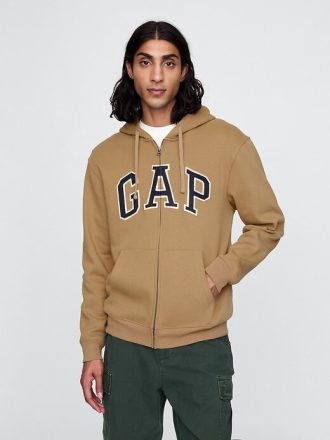 Felpa con cappuccio e zip intera con logo VintageSoft Arch per adulti