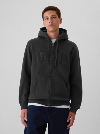 Felpa con cappuccio e zip intera con logo VintageSoft Arch per adulti