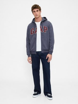 Felpa con cappuccio e zip intera con logo VintageSoft Arch per adulti