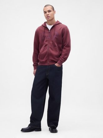 Felpa con cappuccio e zip intera con logo VintageSoft Arch per adulti