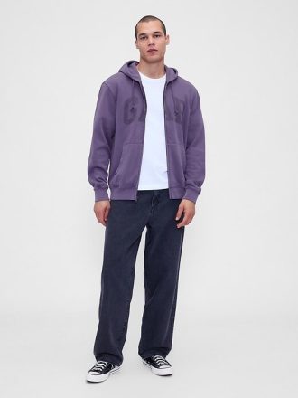 Felpa con cappuccio e zip intera con logo VintageSoft Arch per adulti