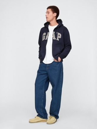 Felpa con cappuccio e zip intera con logo VintageSoft Arch per adulti