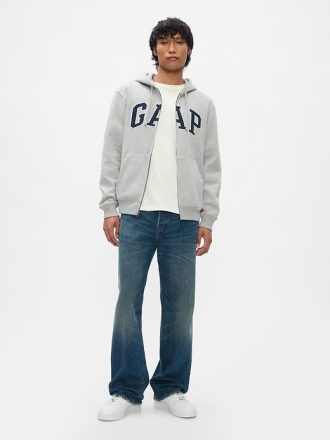 Felpa con cappuccio e zip intera con logo VintageSoft Arch per adulti